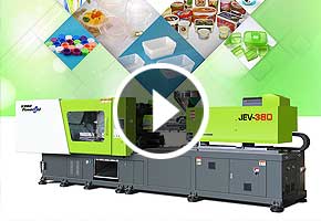 宝捷JEV380油电混合快速注塑机一出6生产PP料500ml快餐盒
